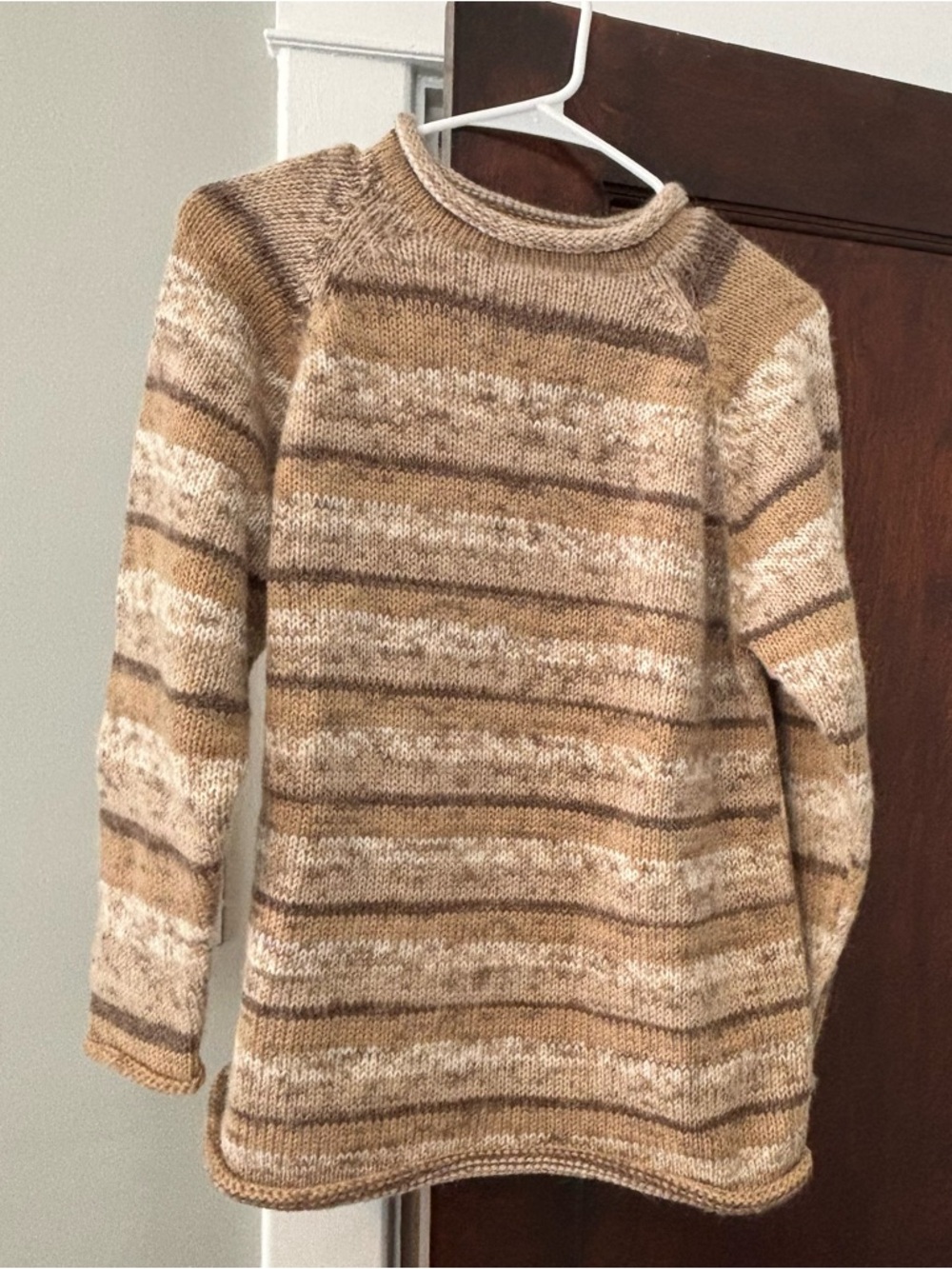 Mexicali Blues Alpaca Wool Striped Brown Sweater Roll Neck Cuffs Medium One Size
